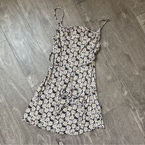 Floral Sunflower Print Relaxed Neckline Spaghetti Strap Mini Sun Dress